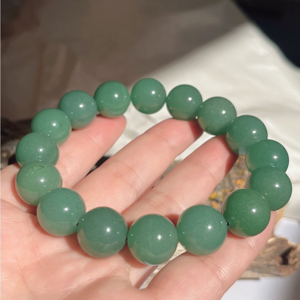14mm Green Aventurine Beaded Bracelet